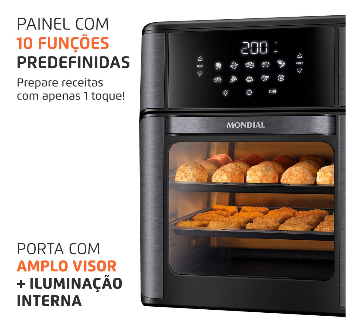 Fritadeira Air Fryer Forno Oven 12l Afon-12l-bg Preto