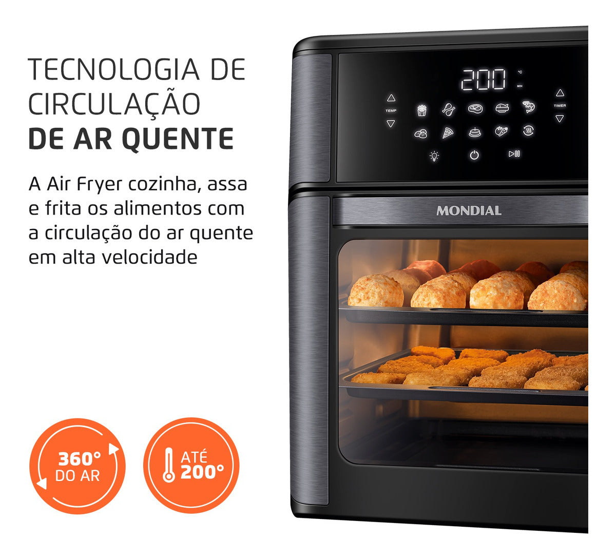 Fritadeira Air Fryer Forno Oven 12l Afon-12l-bg Preto