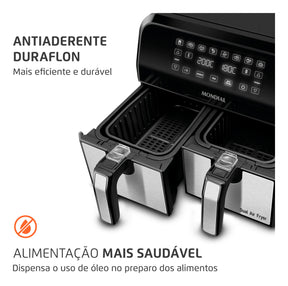 Fritadeira Dual Duplo Cesto 8L Preto/Inox 2000W AFD-01-BI